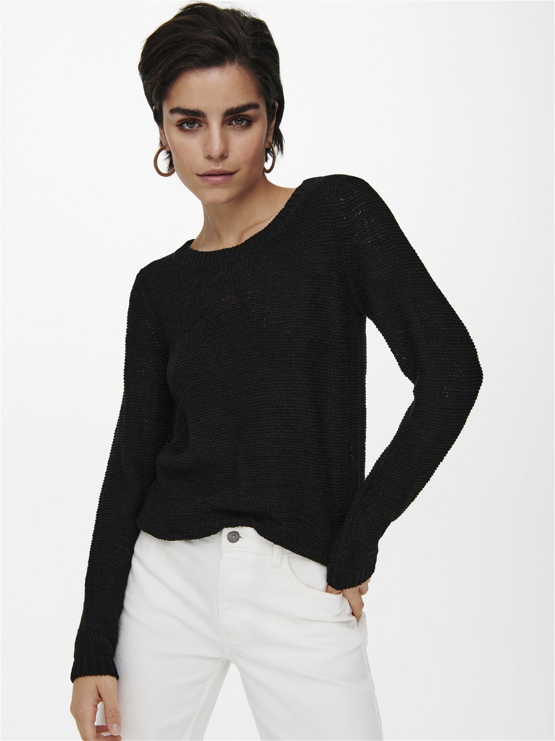 ONLY Texture Knitted Pullover -Black - 15113356