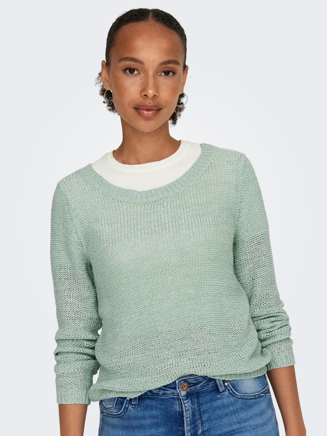 ONLY O-hals Pullover -Harbor Gray - 15113356