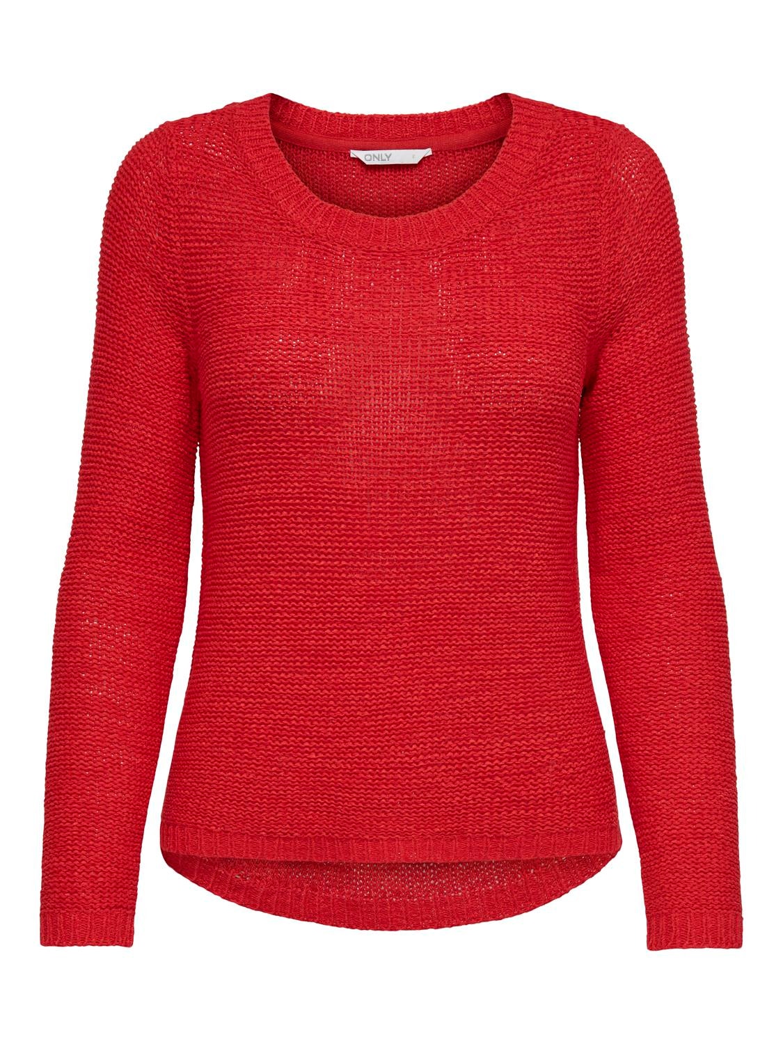 ONLY Enfärgad Stickad tröja -Flame Scarlet - 15113356