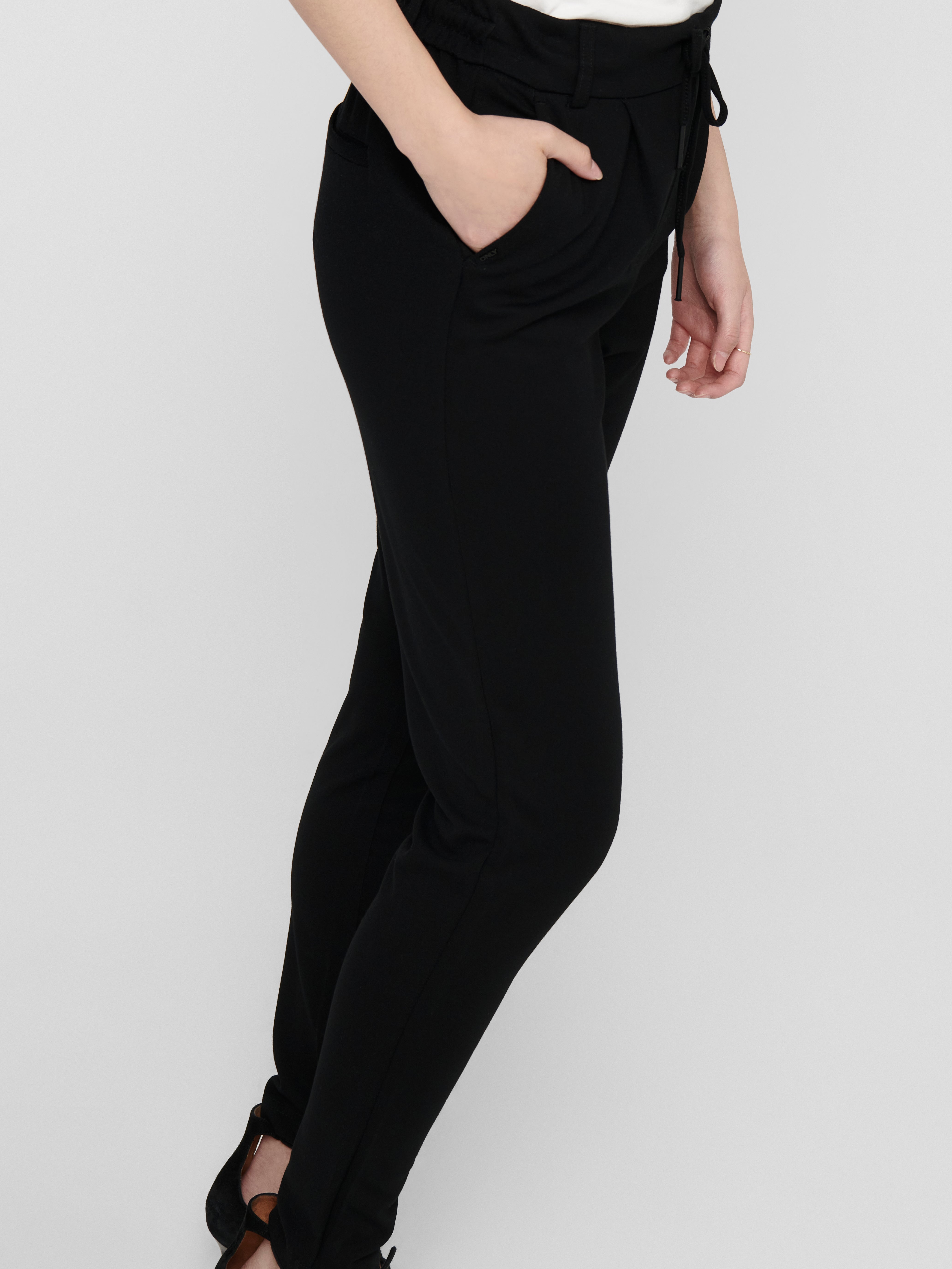 ONLPOPTRASH Mittlere Taille Normal geschnitten Hose | Schwarz | ONLY®