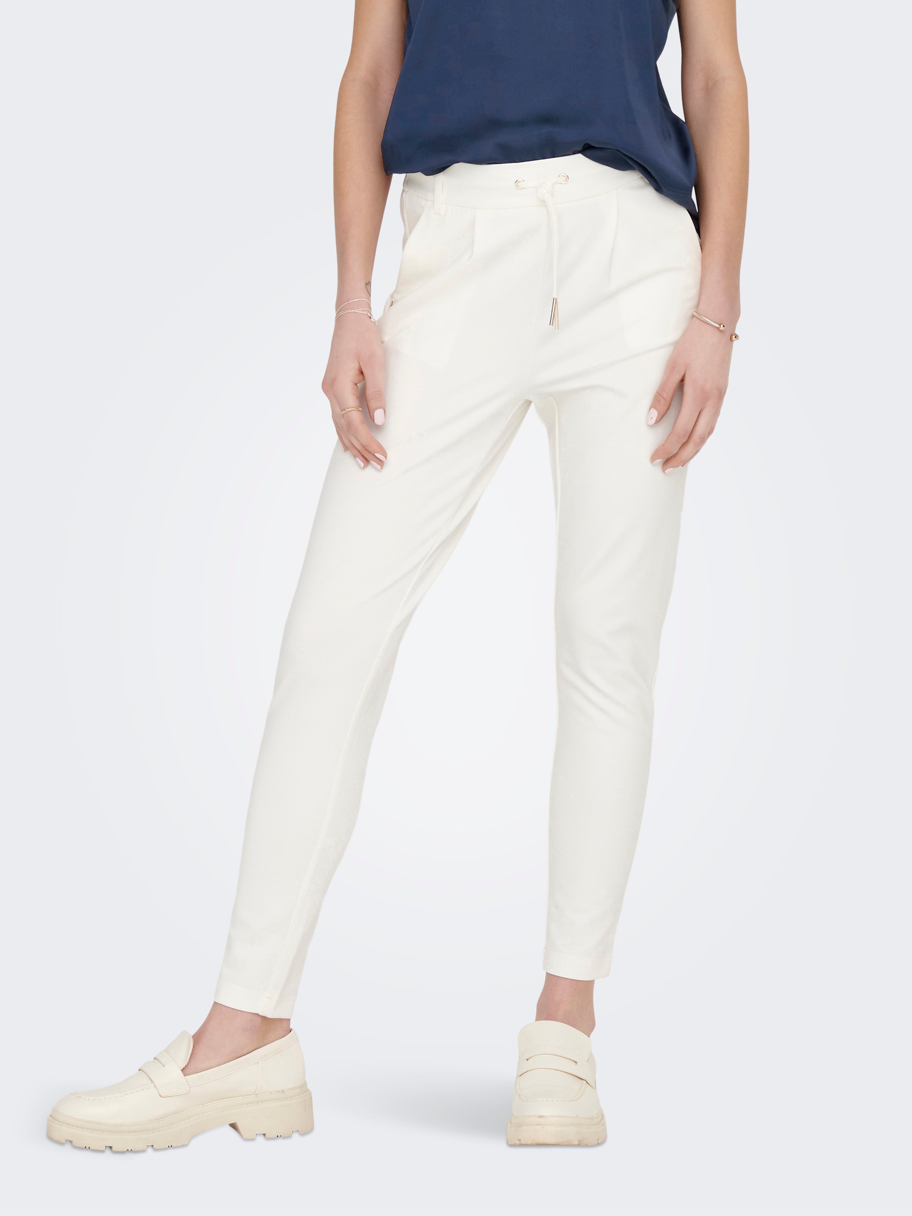 ONLPOPTRASH Mittlere Taille Normal geschnitten Hose | Weiß | ONLY®