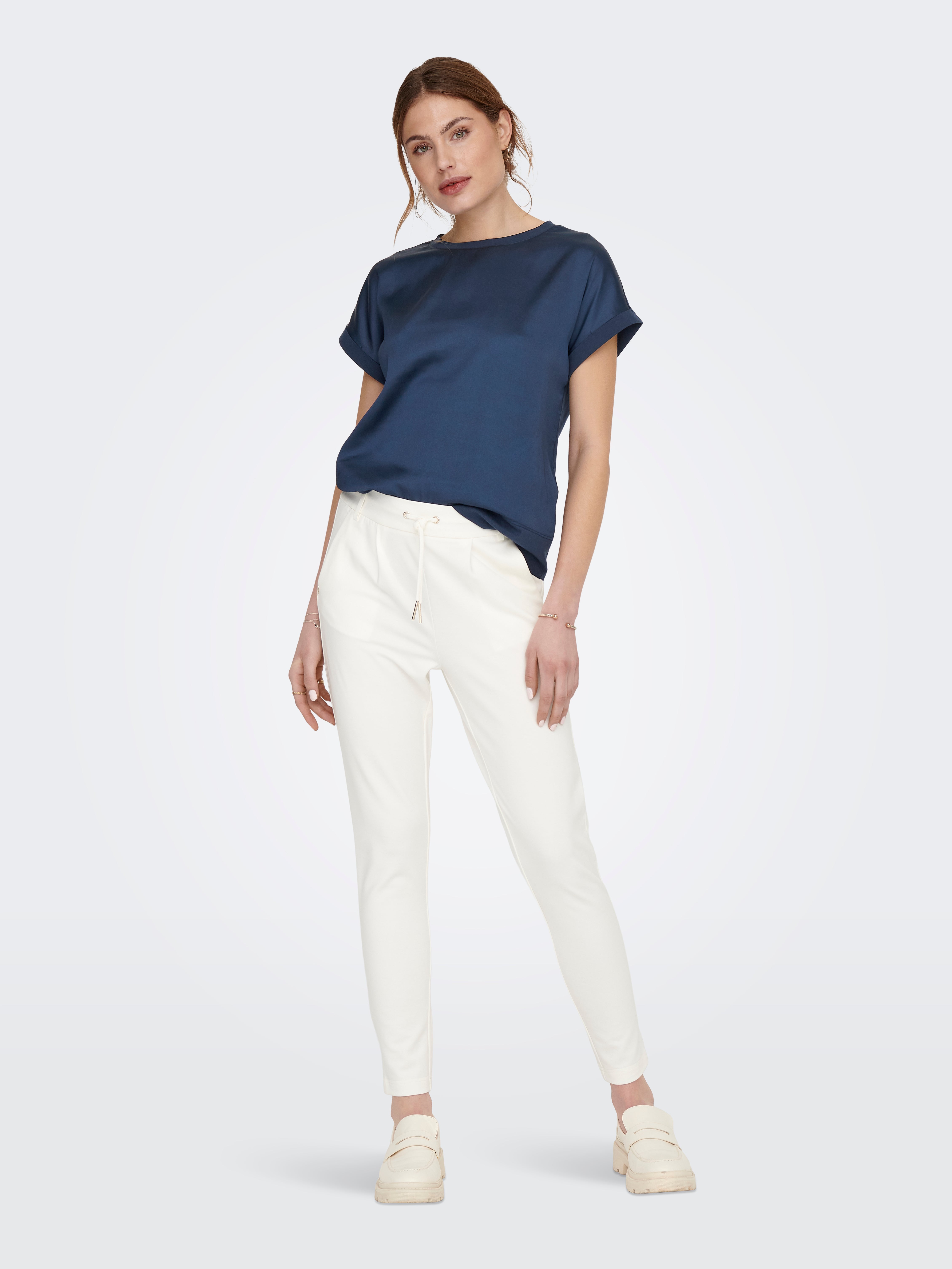 ONLPOPTRASH Mittlere Taille Normal geschnitten Hose | Weiß | ONLY®