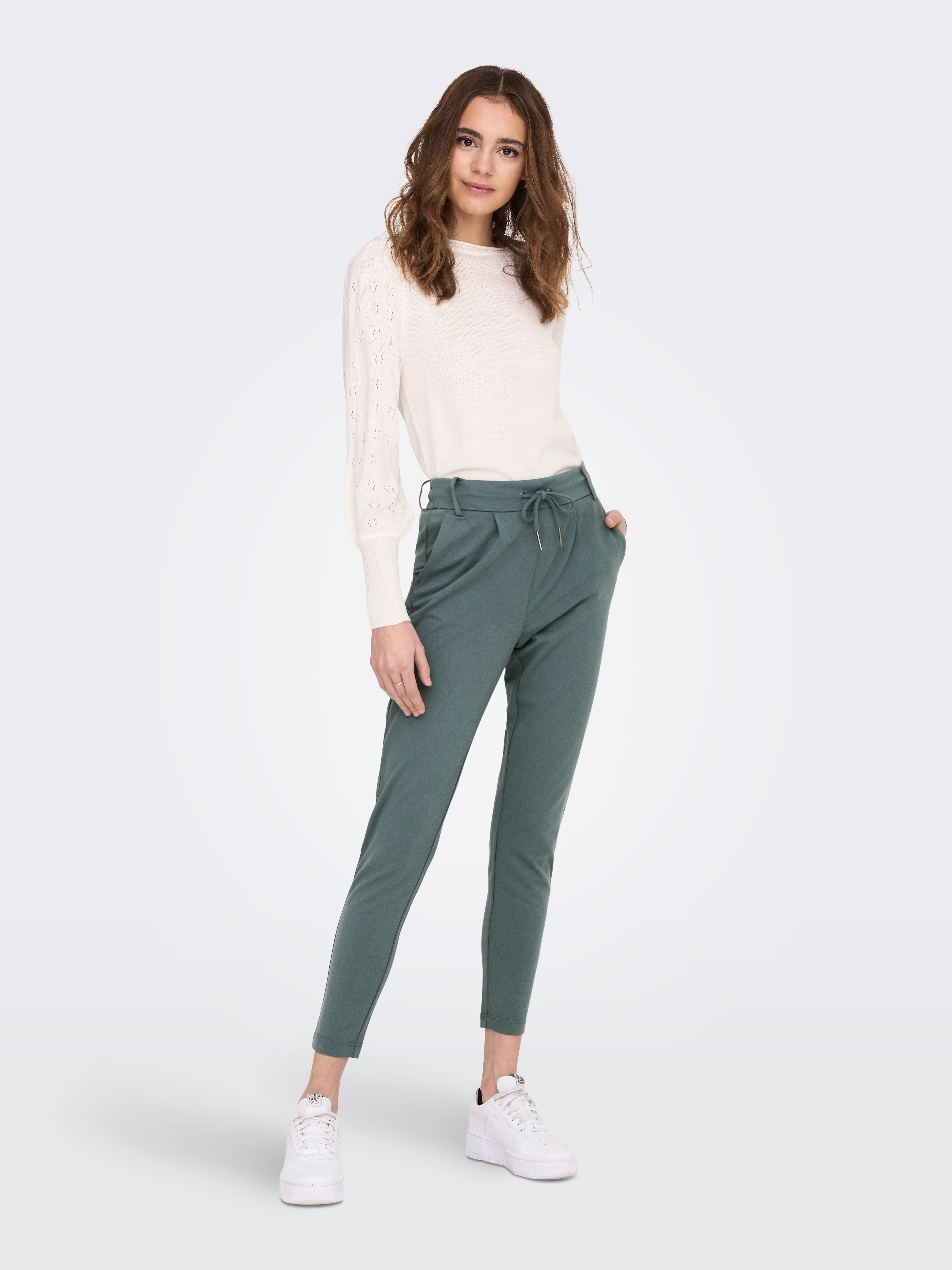 ONLPOPTRASH Mittlere Taille Normal geschnitten Hose | Dunkelgrün 