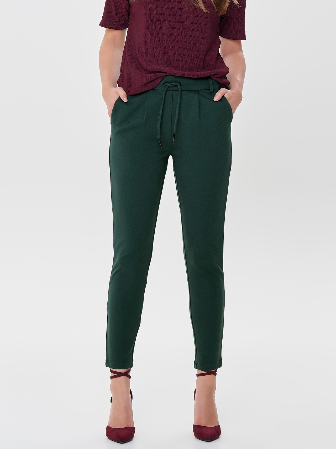 ONLY Poptrash Trousers -Green Gables - 15115847