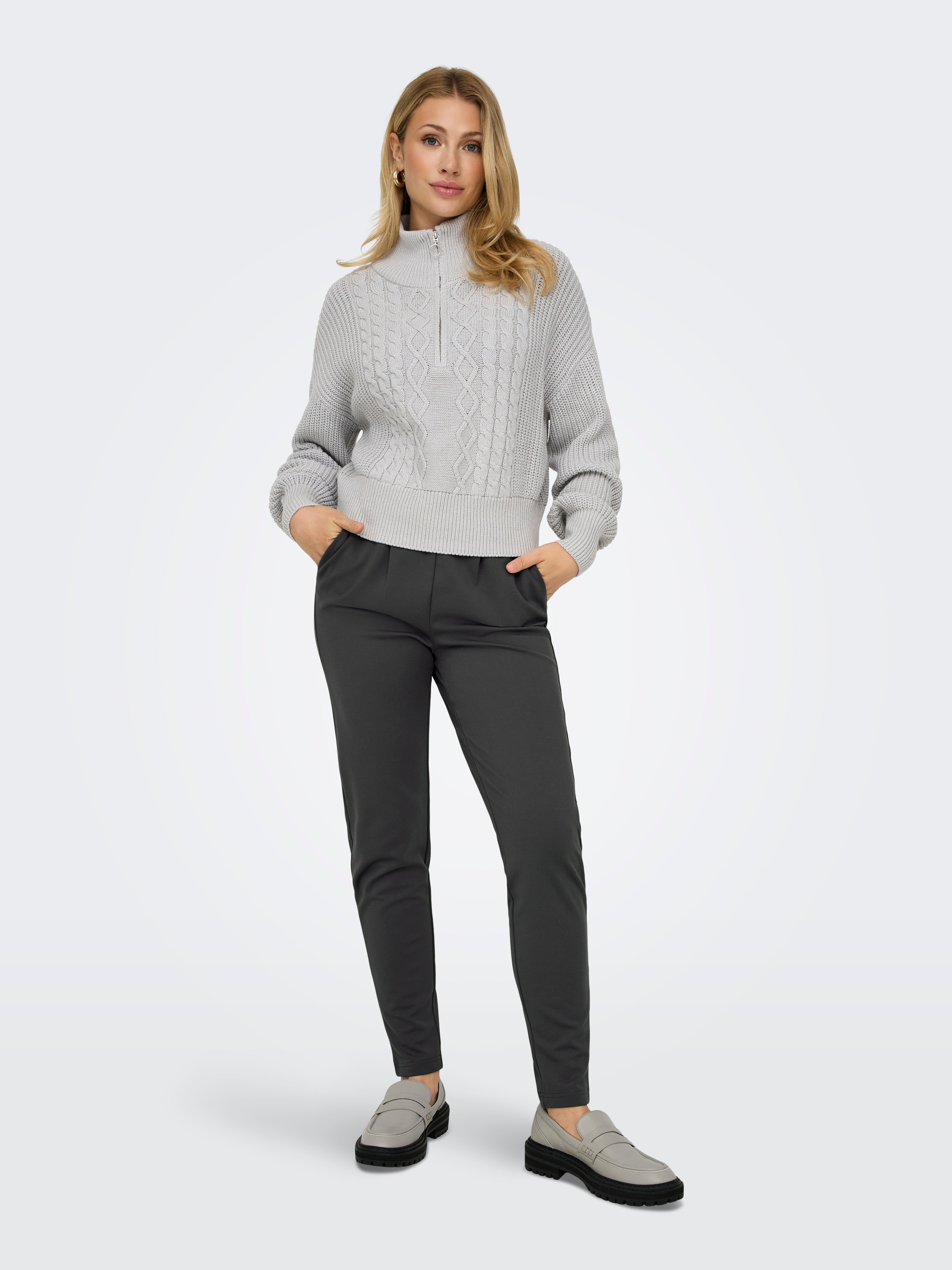 ONLPOPTRASH Mittlere Taille Normal geschnitten Hose | Dunkelgrau 
