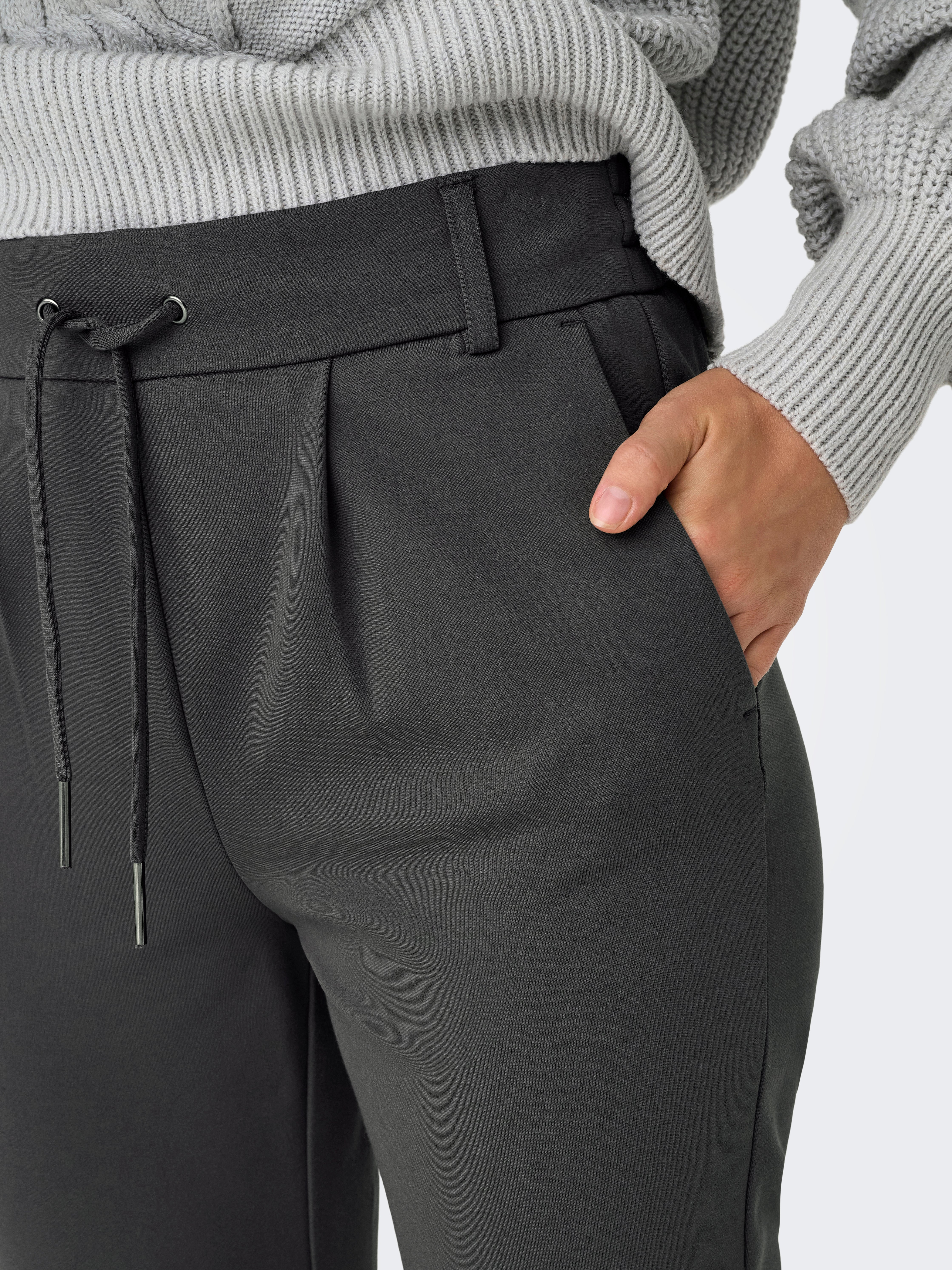 ONLPOPTRASH Mittlere Taille Normal geschnitten Hose | Dunkelgrau  