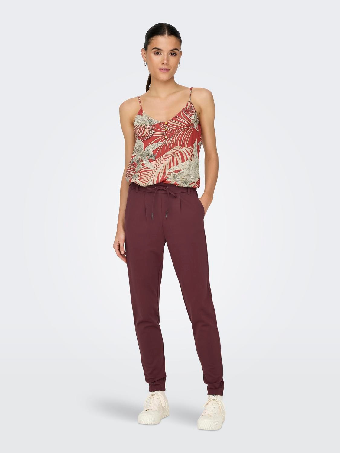 ONLY Poptrash Trousers -Red Mahogany - 15115847