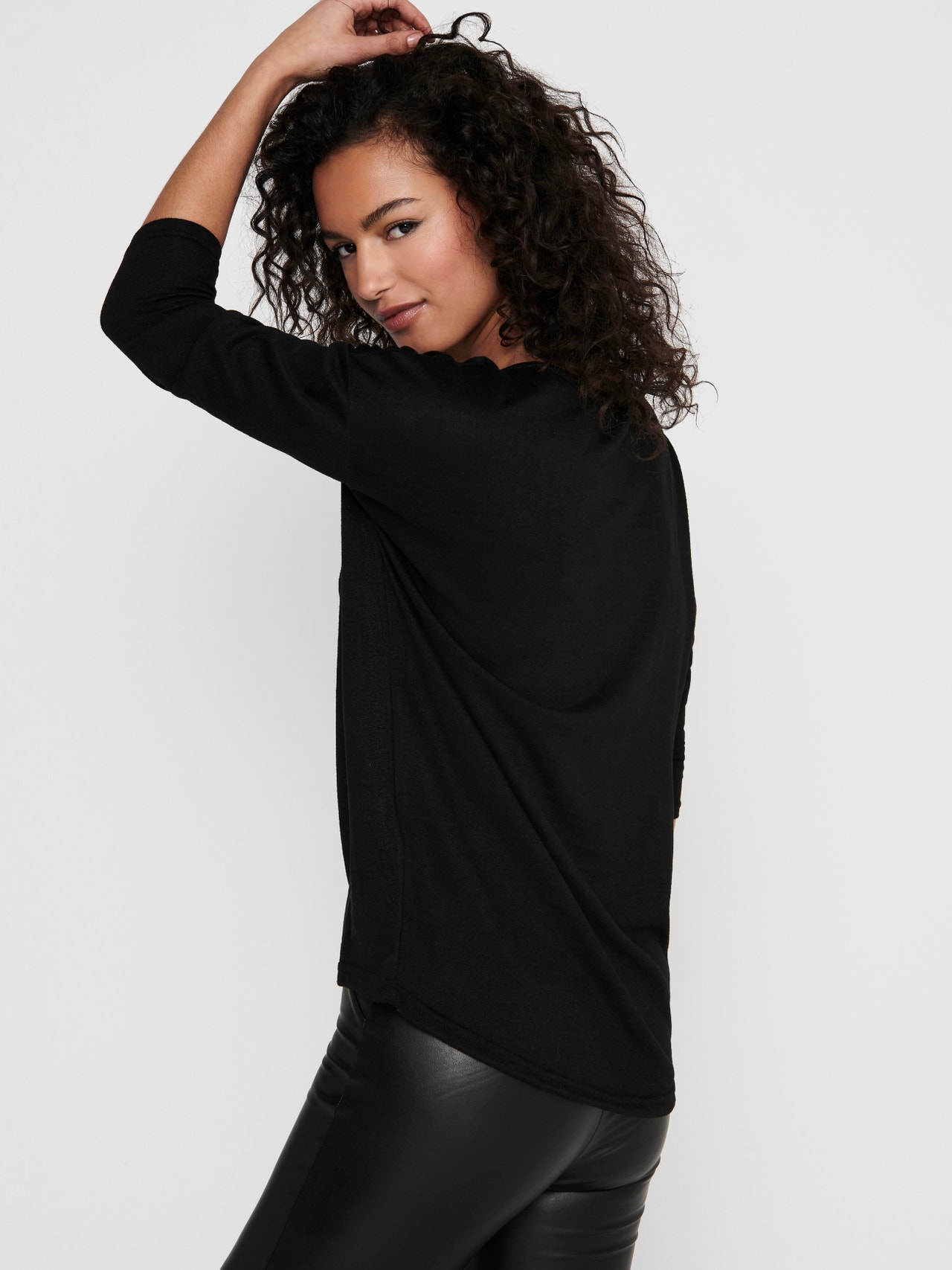 ONLY Loose Fit Round Neck Dropped shoulders Top -Black - 15124402