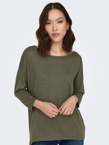 ONLY Loose Fit Round Neck Dropped shoulders Top -Major Brown - 15124402