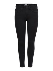 ONLY Jeans Skinny Fit Taille moyenne Fermeture éclair au bas de jambe -Black - 15126077
