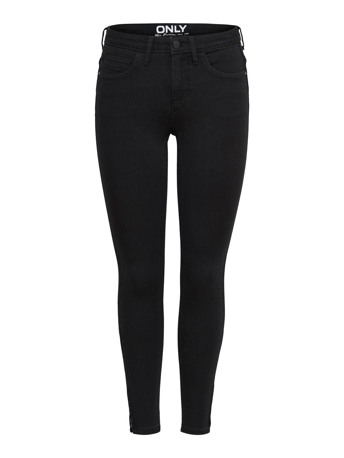 ONLY Skinny fit Mid waist Rits detail bij de pijp Jeans -Black - 15126077