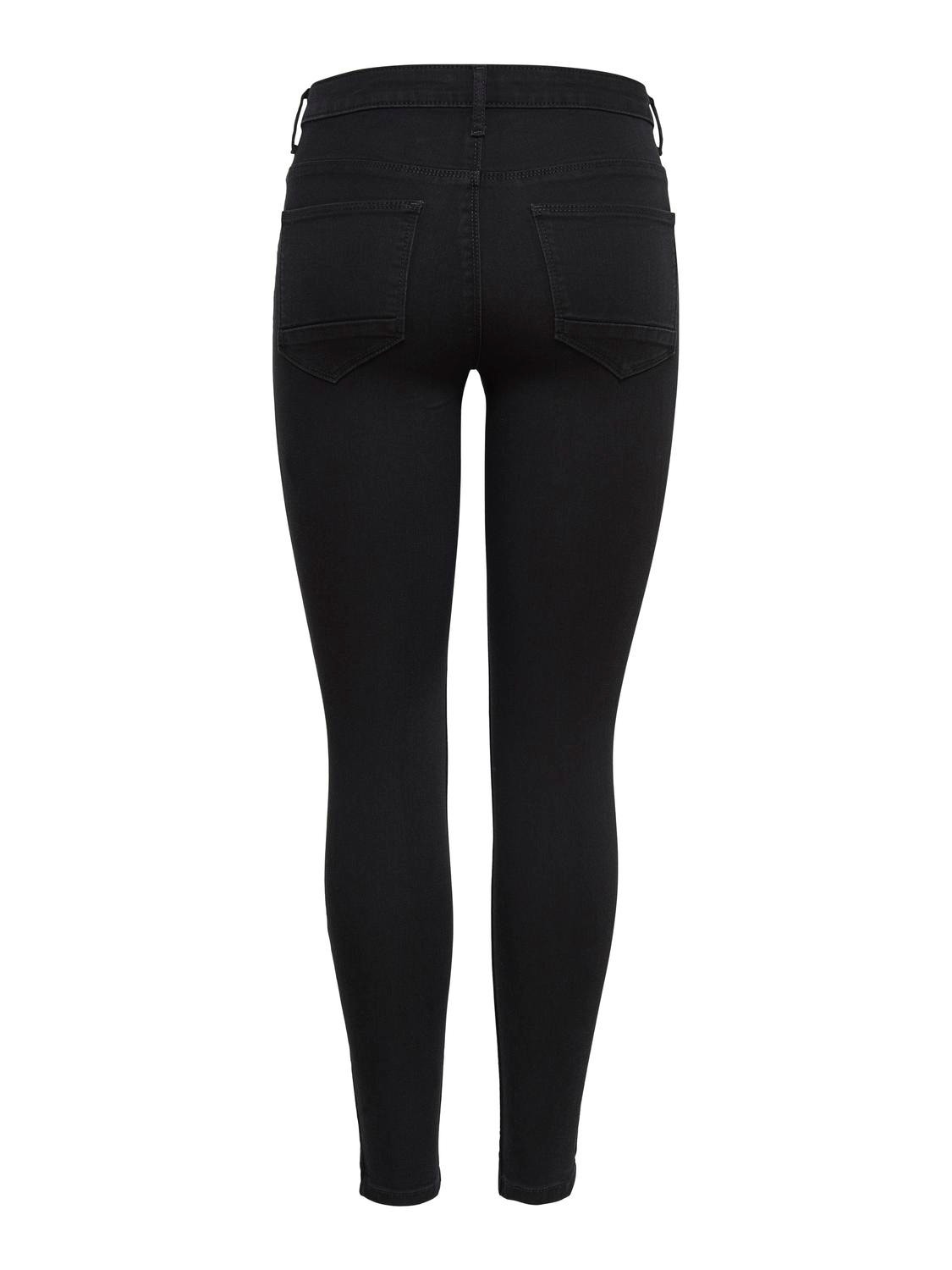 ONLY Skinny Fit Mid waist Zip detail at leg opening Jeans -Black - 15126077