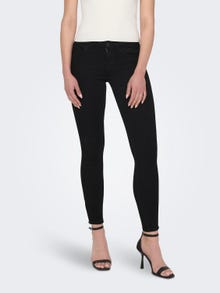 ONLY Skinny Fit Mittlere Taille Reißverschluss am Beinabschluss Jeans -Black - 15126077