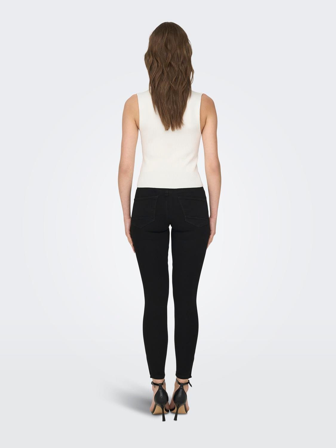 ONLY Skinny fit Mid waist Rits detail bij de pijp Jeans -Black - 15126077