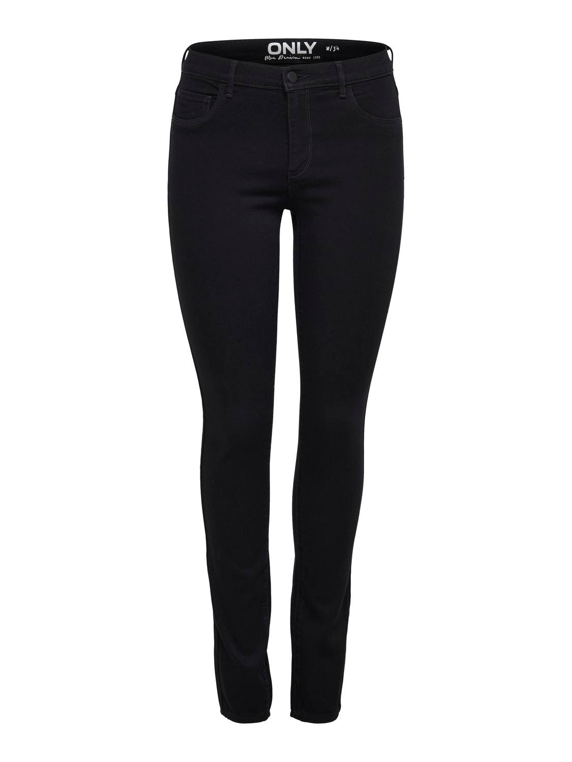ONLY ONLRain normalhöga Skinny fit-jeans -Black Denim - 15129693