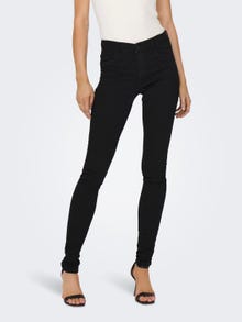 ONLY ONLRAIN LIFE Regular Waist Skinny Jeans -Black Denim - 15129693