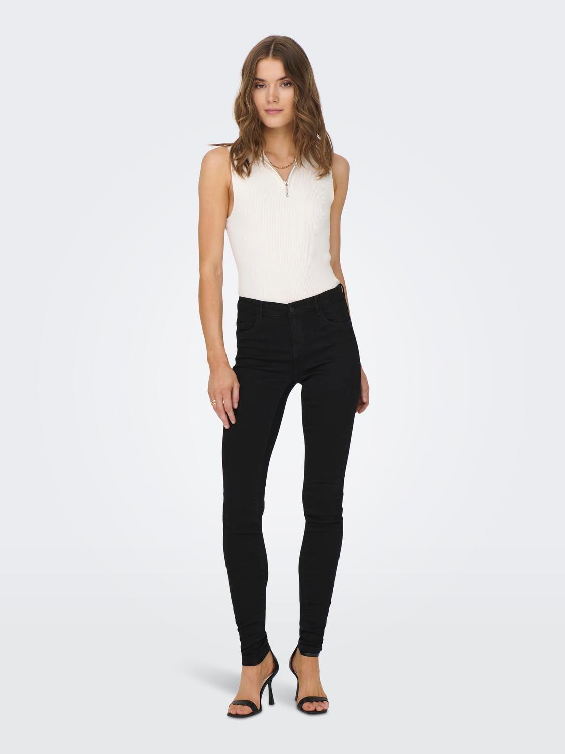 ONLY Jeans Skinny Fit Taille moyenne -Black Denim - 15129693