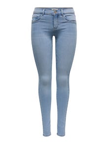 ONLY ONLRAIN Medelhög midja Skinny Fit Jeans -Light Blue Denim - 15129693