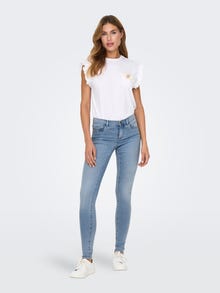 ONLY ONLRAIN Medelhög midja Skinny Fit Jeans -Light Blue Denim - 15129693