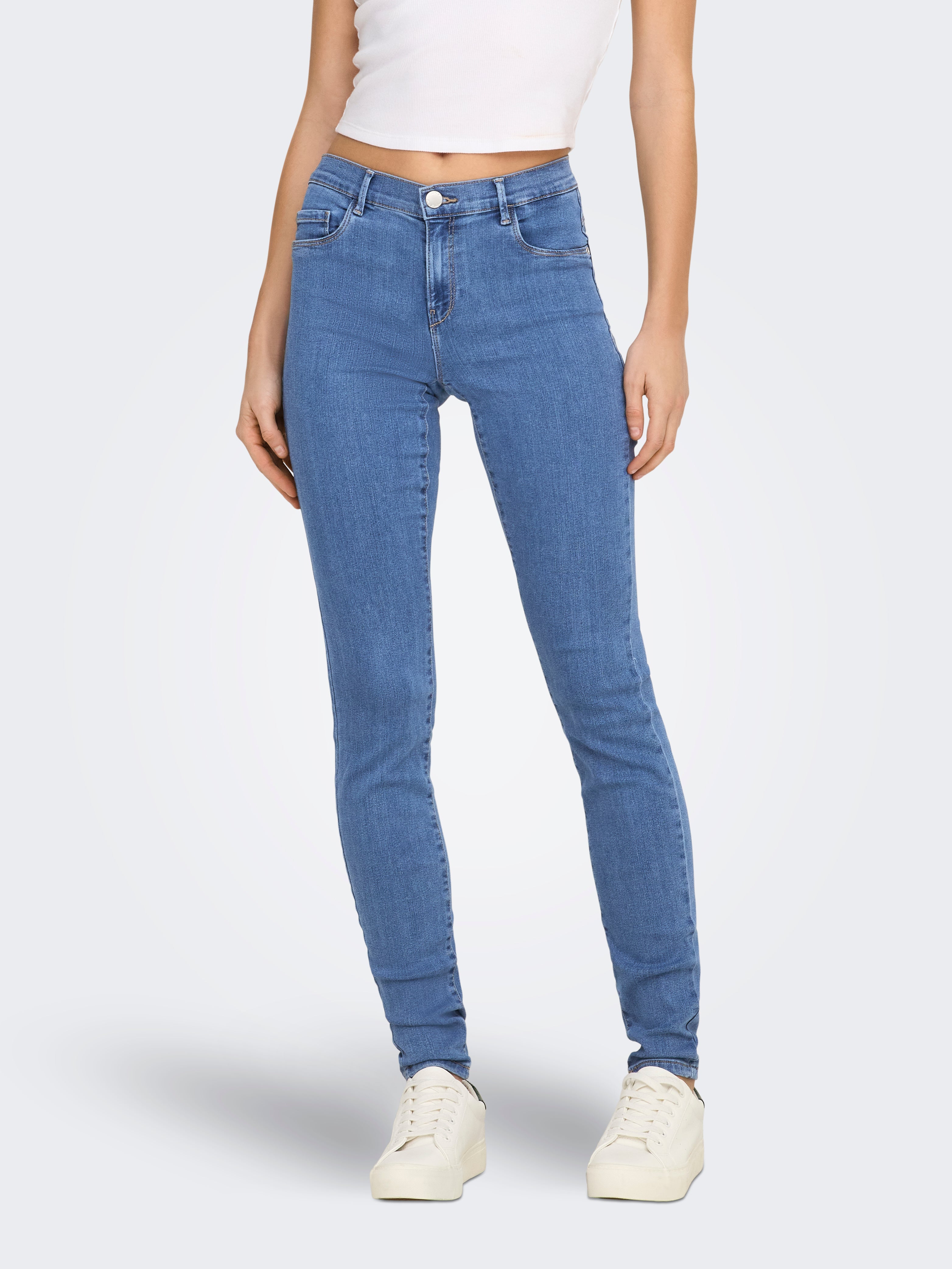 ONLRAIN Mittlere Taille Skinny Fit Jeans | Mittelblau | ONLY®
