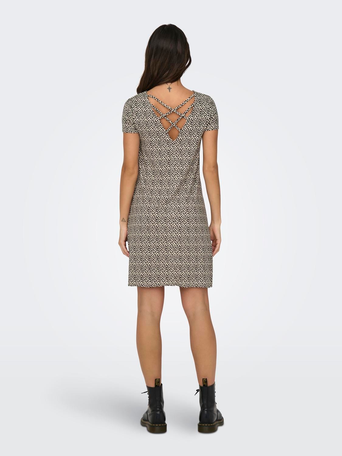 ONLY Regular Fit Round Neck Short dress -Pumice Stone - 15131237