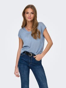 ONLY Loose Fit Round Neck Top -Halogen Blue - 15136069