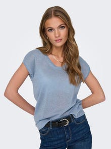 ONLY Loose Fit Round Neck Top -Halogen Blue - 15136069