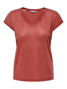 ONLY Loose Fit Round Neck Top -Cayenne - 15136069