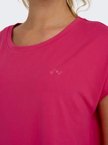 ONLY Locker geschnitten Rundhals Fledermaus-Ärmel T-Shirt -Raspberry Sorbet - 15137012