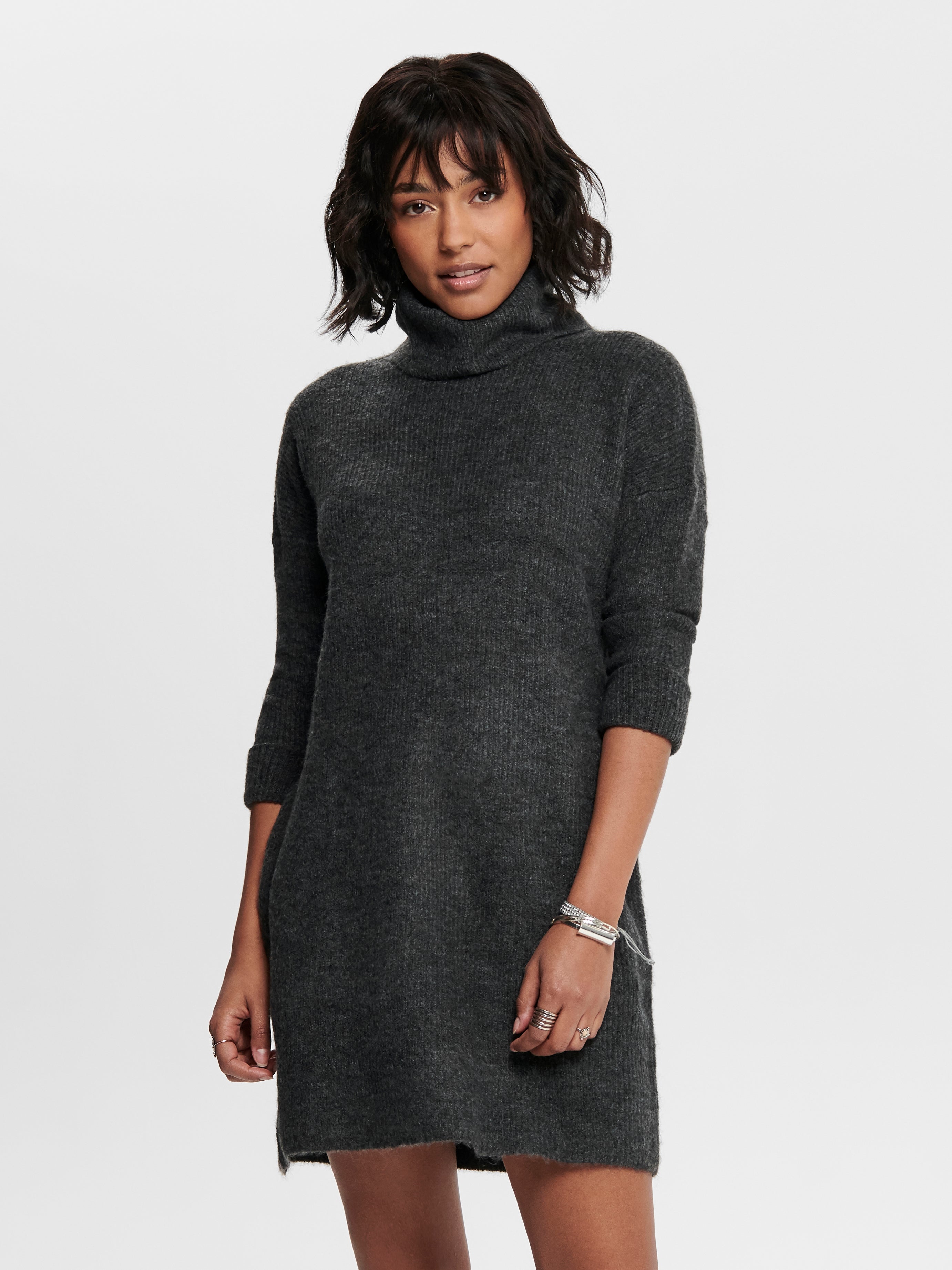 Long Knitted Dress | Dark Grey | ONLY®