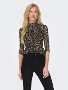 ONLY High neck Long Sleeved Top -Pumice Stone - 15141298