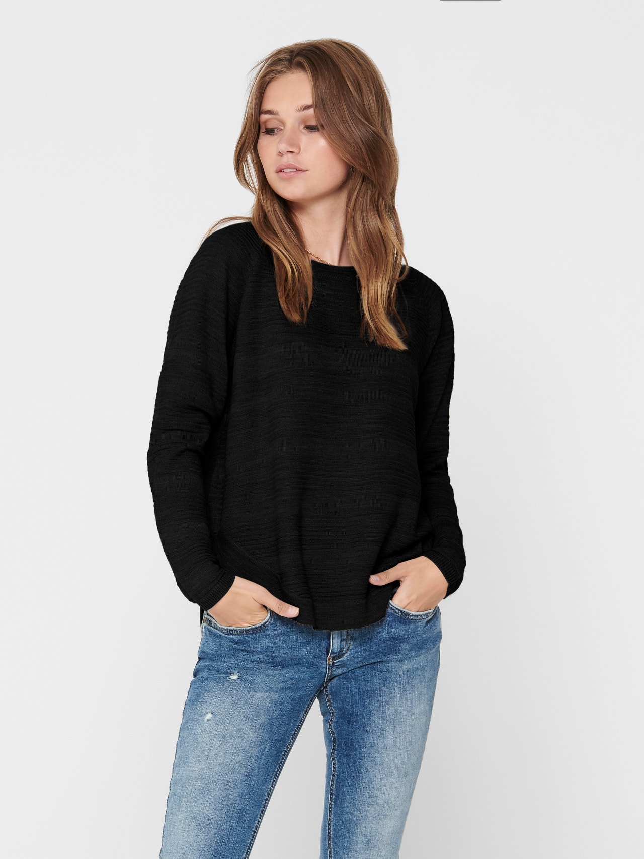 ONLY Texture Knitted Pullover -Black - 15141866