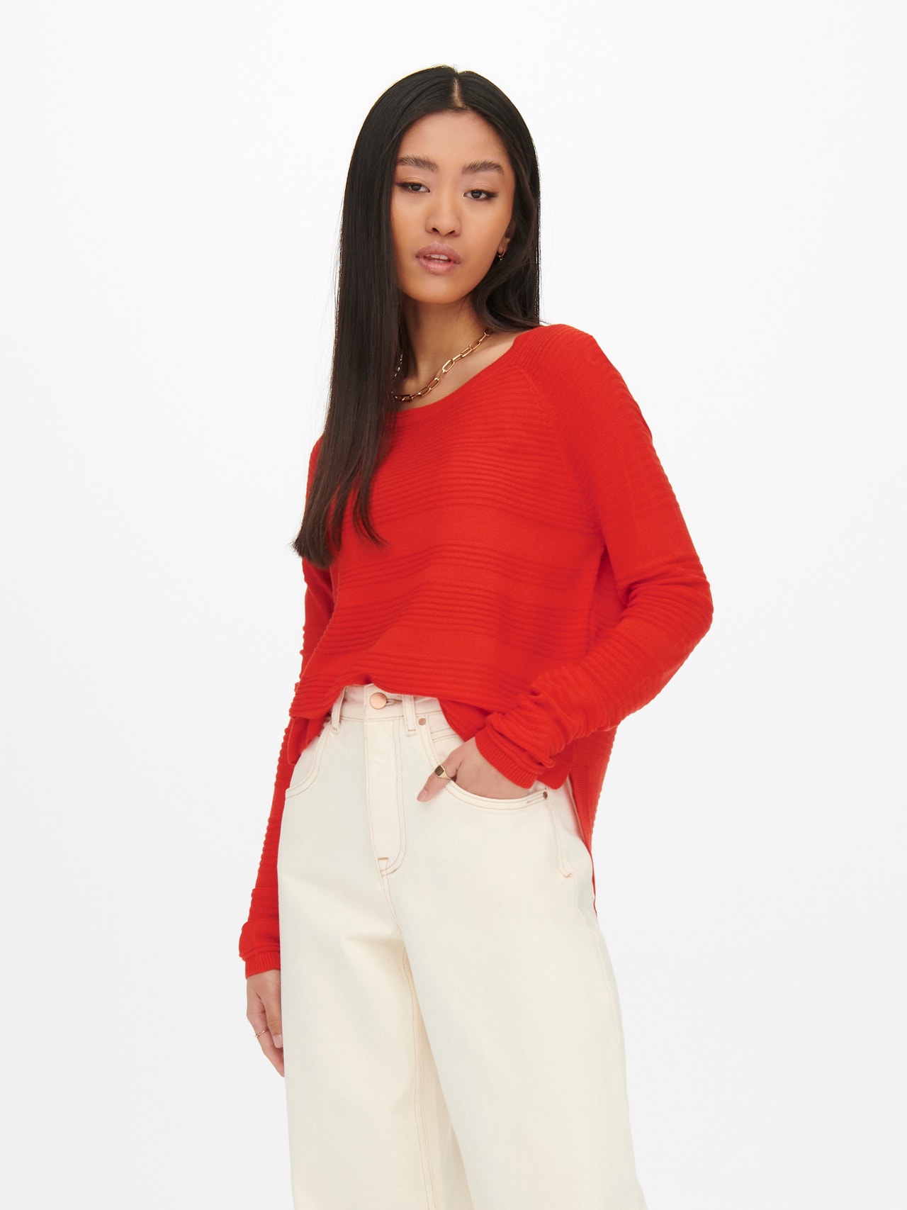ONLY Regular fit O-hals Pullover -Red Clay - 15141866