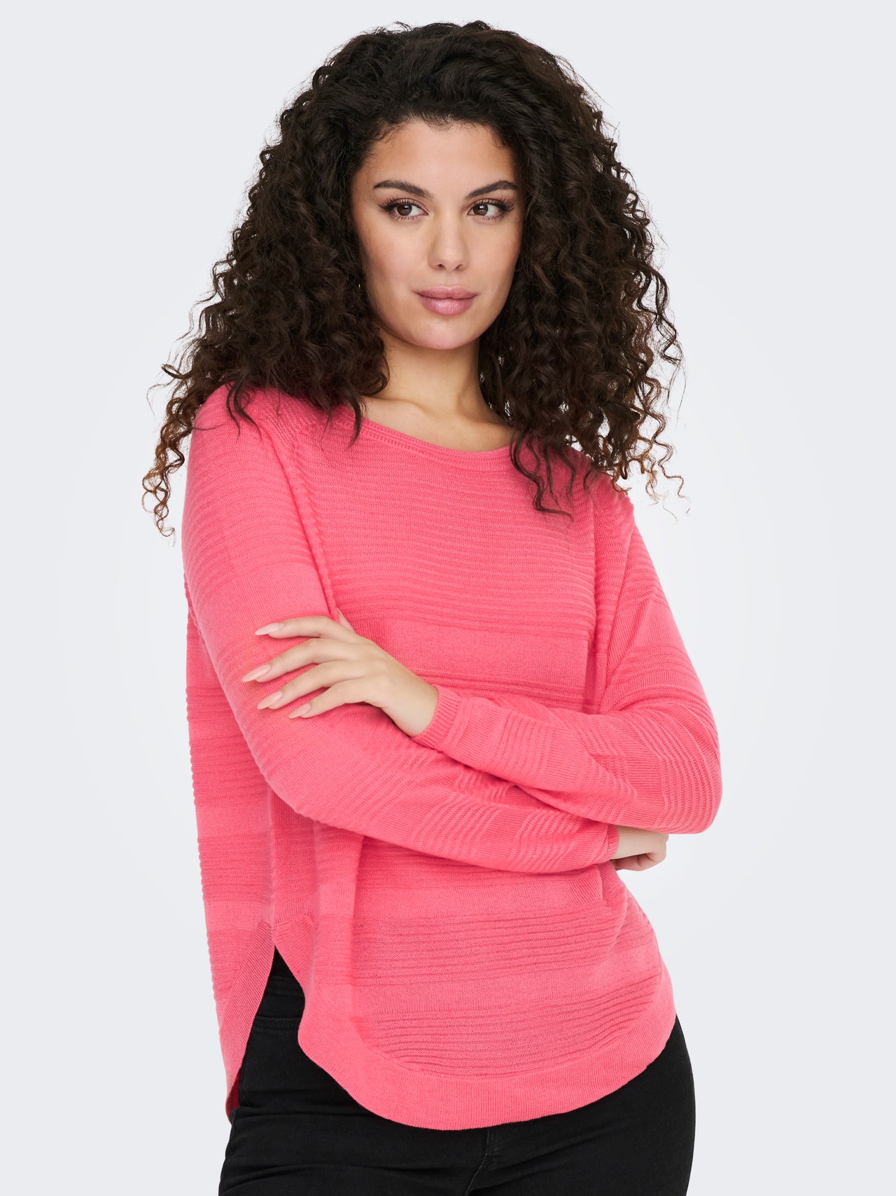 ONLY Texture Knitted Pullover -Sun Kissed Coral - 15141866