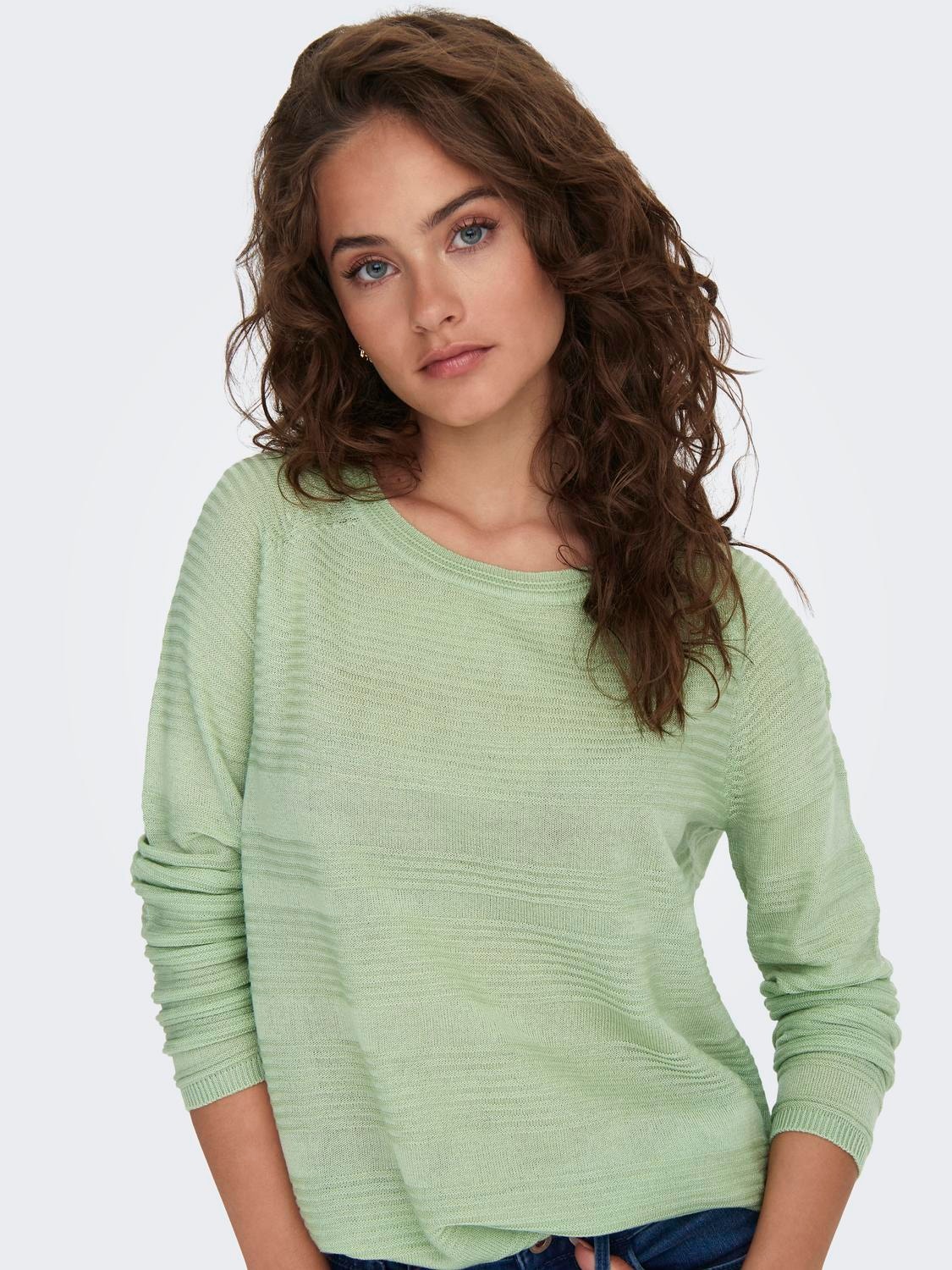 ONLY Ensfarget Strikket pullover -Smoke Green - 15141866