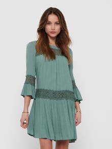 ONLY Normal geschnitten Rundhals Kurzes Kleid -Chinois Green - 15142157