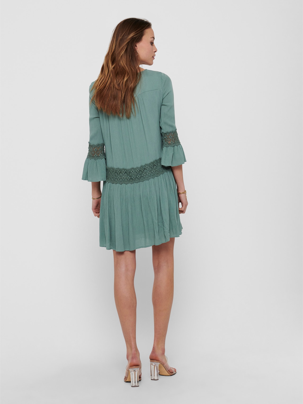 ONLY Regular fit O-hals Korte jurk -Chinois Green - 15142157