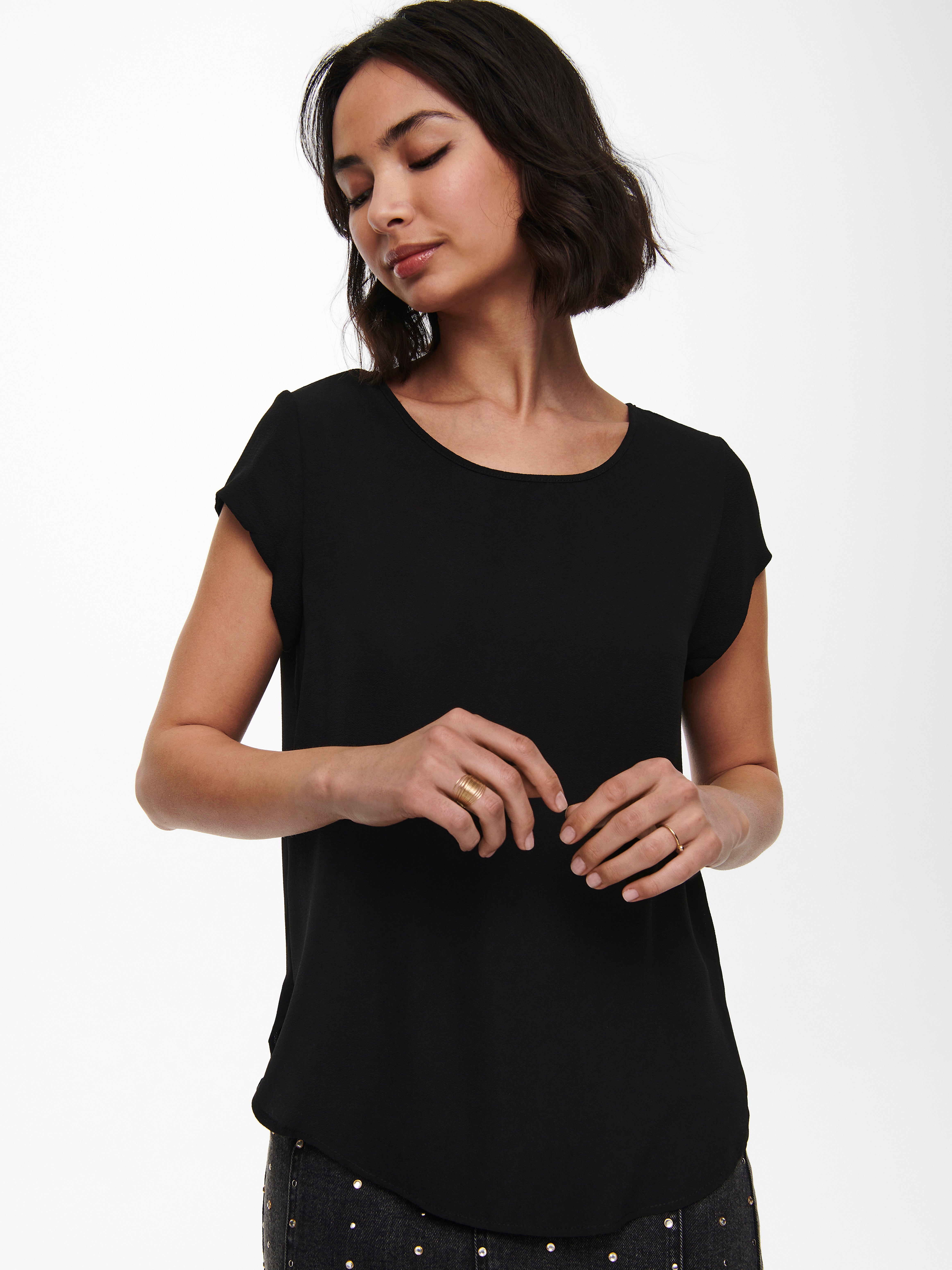 Regular Fit O-Neck Top | Black | ONLY®