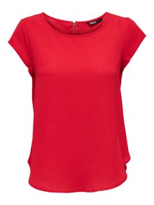 ONLY Regular Fit Round Neck Top -High Risk Red - 15142784
