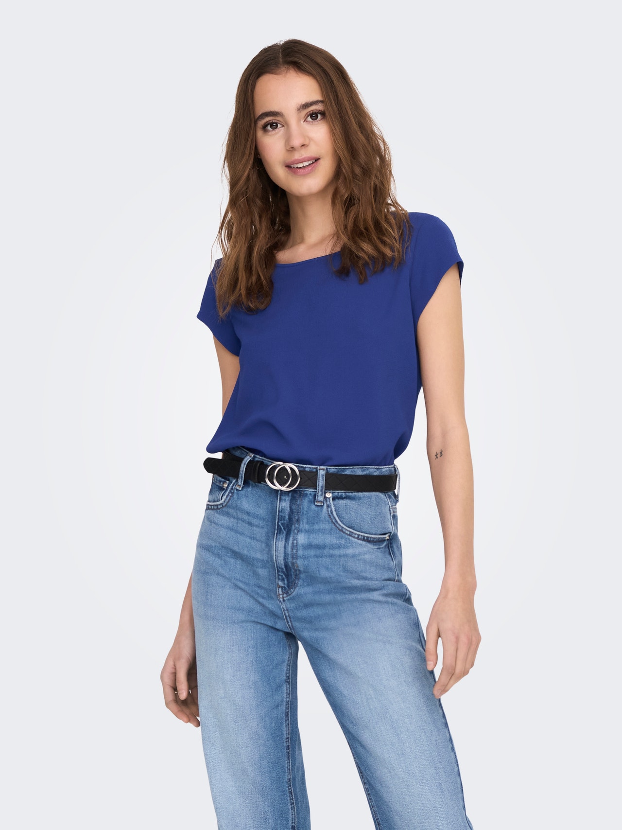 ONLY Loose Short Sleeved Top -Surf the Web - 15142784