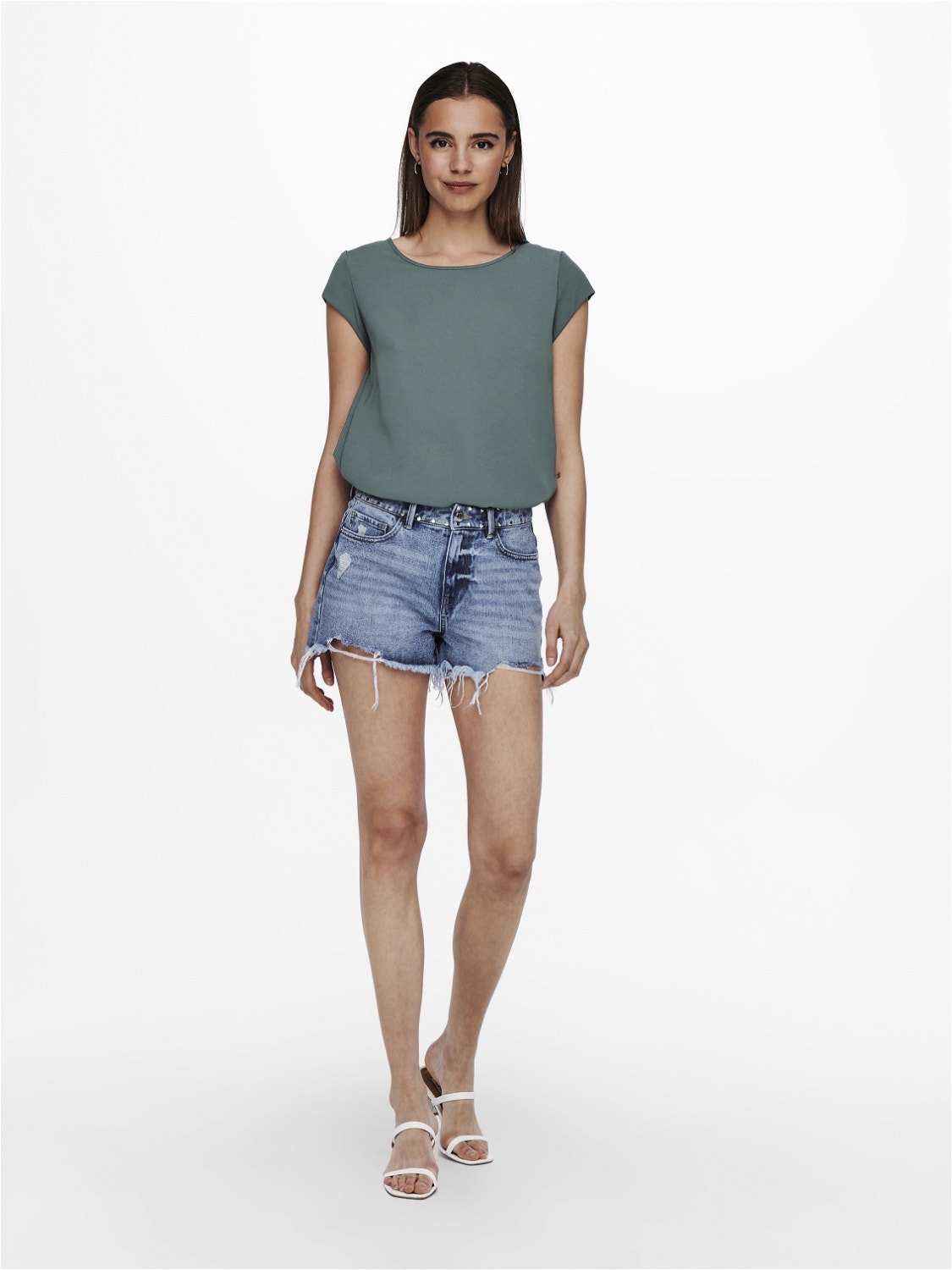 ONLY Loose Short Sleeved Top -Balsam Green - 15142784