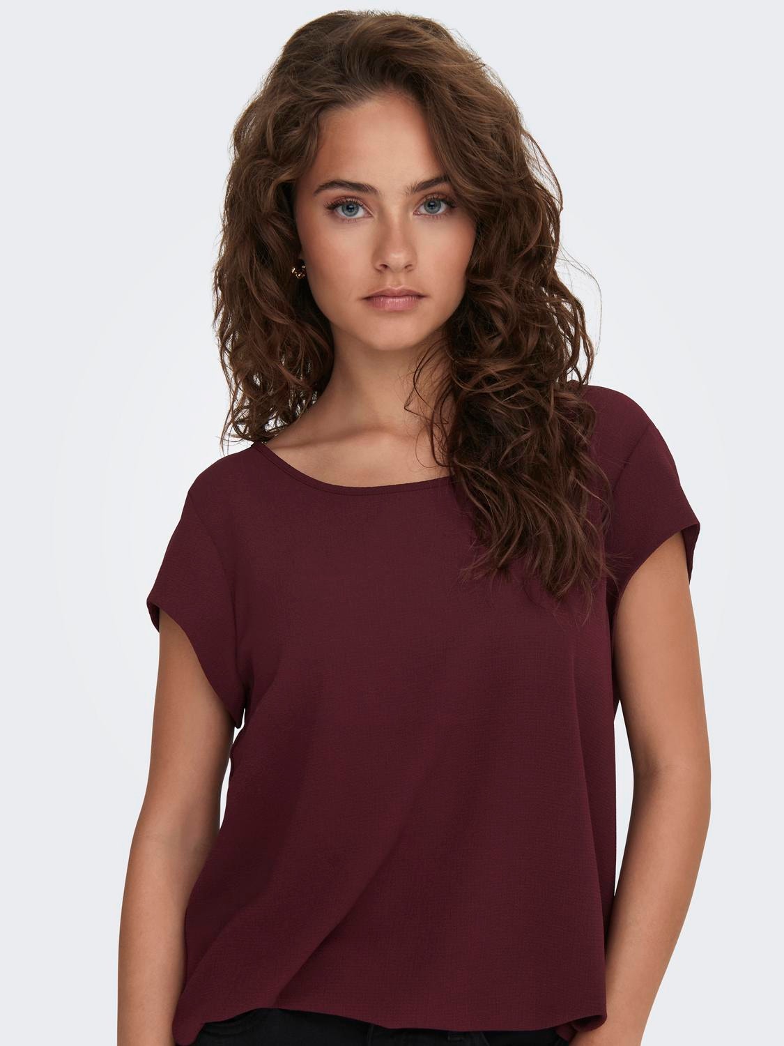 ONLY Loose Short Sleeved Top -Chocolate Truffle - 15142784
