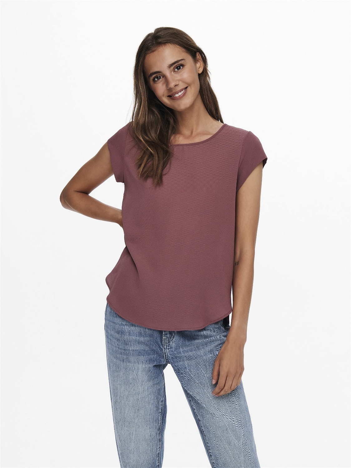 ONLY Loose Top à manches courtes -Rose Brown - 15142784