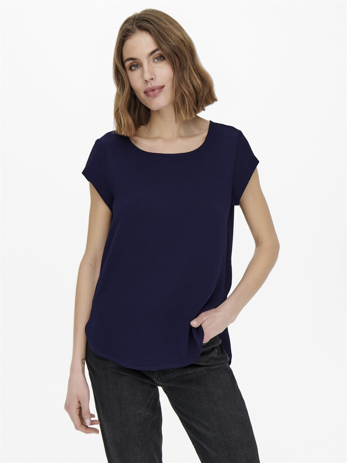 ONLY Loose Short Sleeved Top -Evening Blue - 15142784