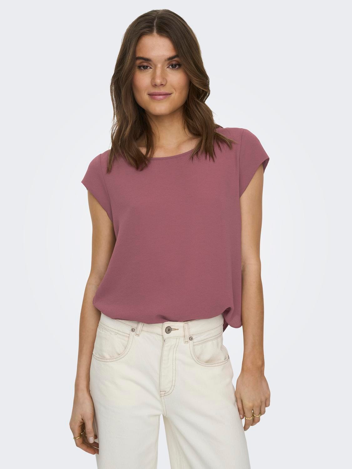 ONLY Loose Short Sleeved Top -Renaissance Rose - 15142784