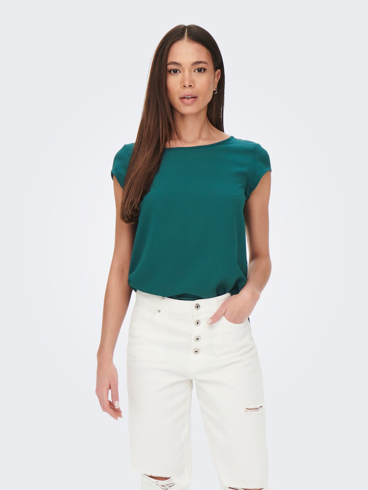 ONLY Loose Short Sleeved Top -Deep Teal - 15142784