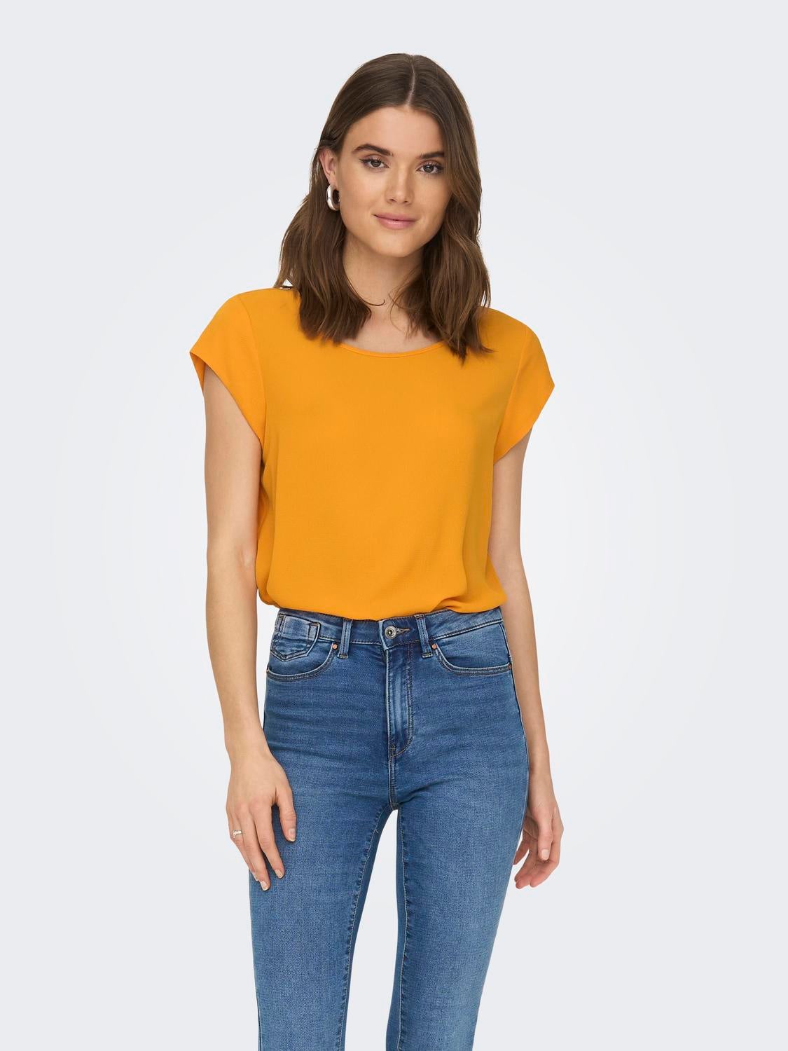 Loose Short Sleeved Top | Medium Orange | ONLY®