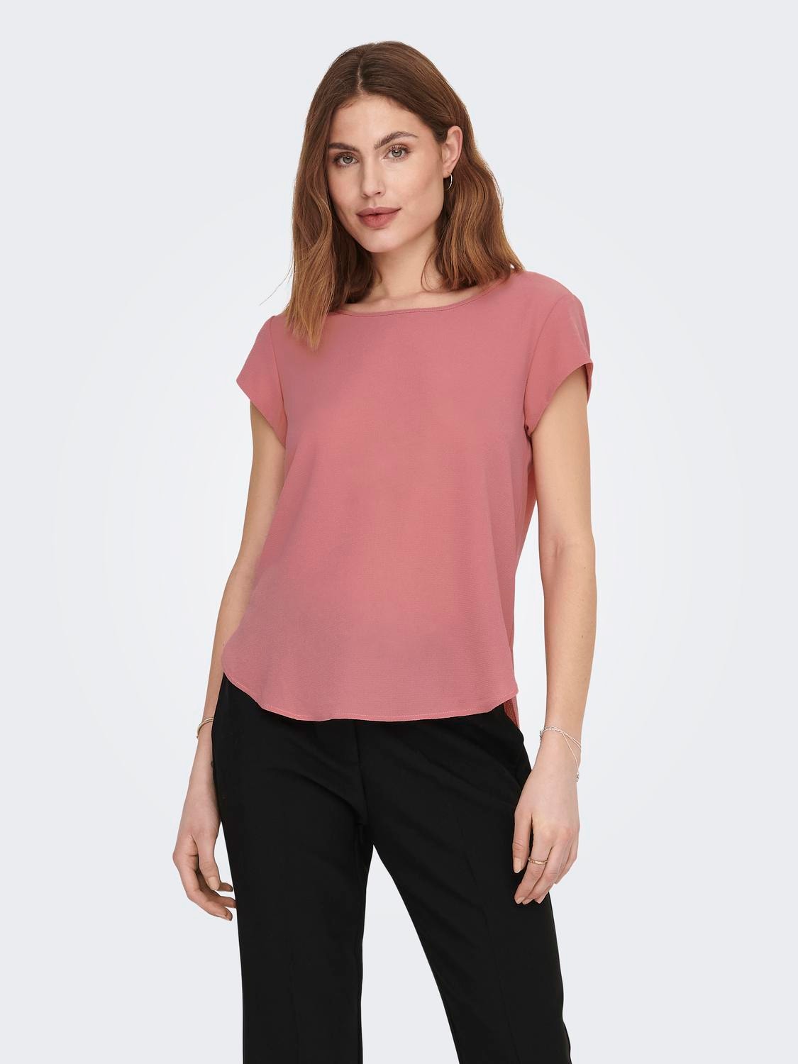 ONLY Regular Fit Round Neck Top -Dusty Rose - 15142784