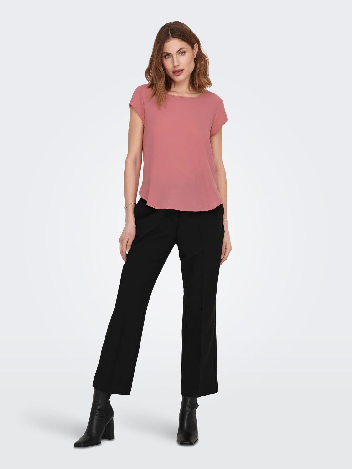 ONLY Loose fit Kortärmad topp -Dusty Rose - 15142784