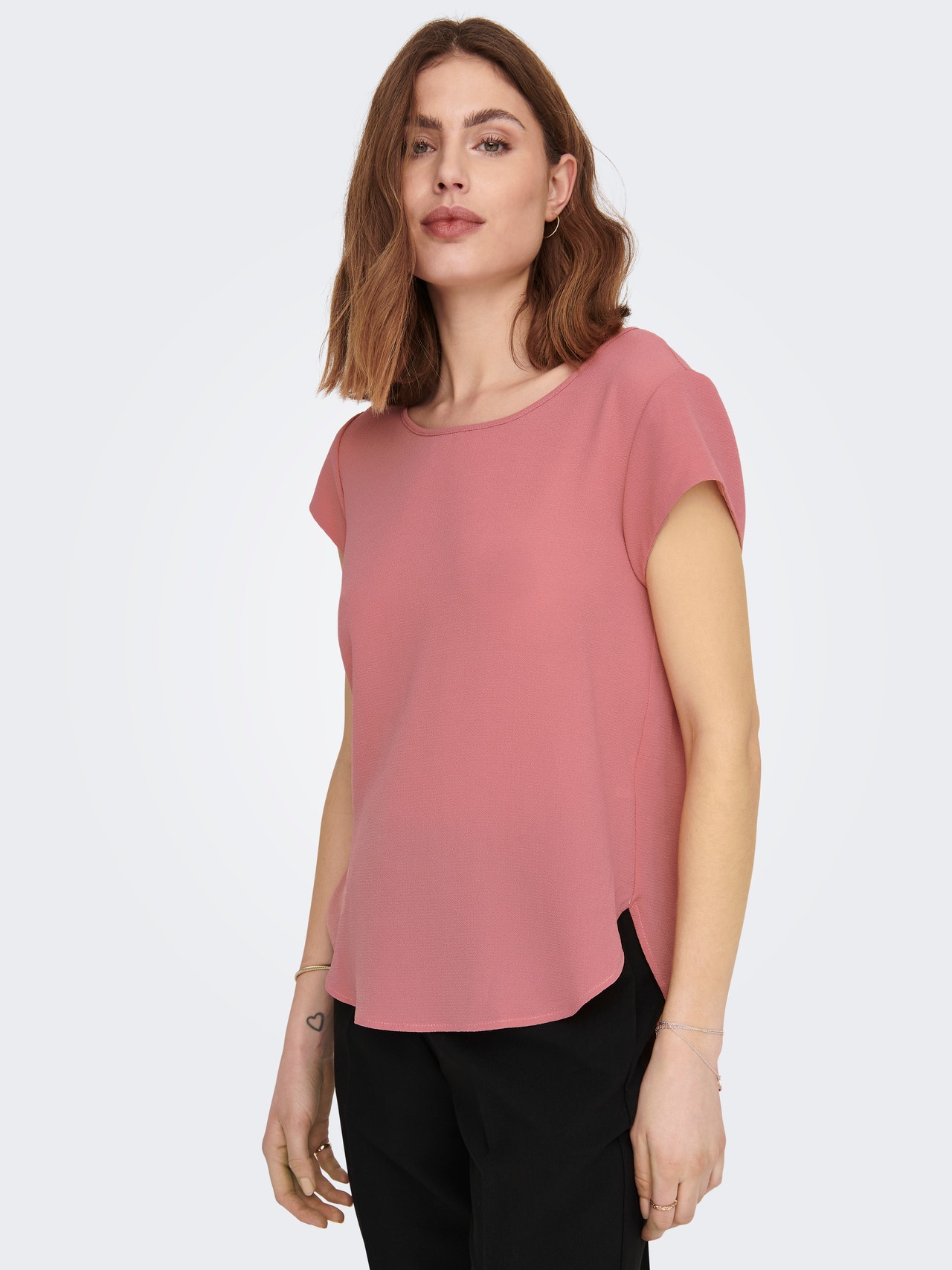 ONLY Løs Kortermet topp -Dusty Rose - 15142784